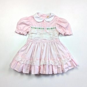 Vintage Winnie the Pooh Dress Girls Size 4 Pink Lace Full Circle